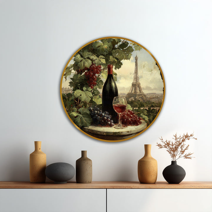vineyard themed round wall art