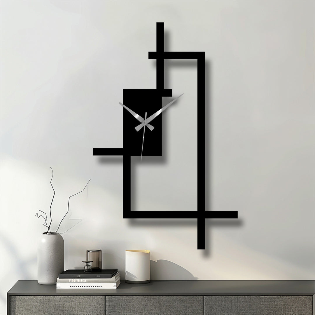 Geometric abstract metal wall clock’s lines create a sense of movement, adding an eye-catching piece of decoration wall art to modern home decoration.
