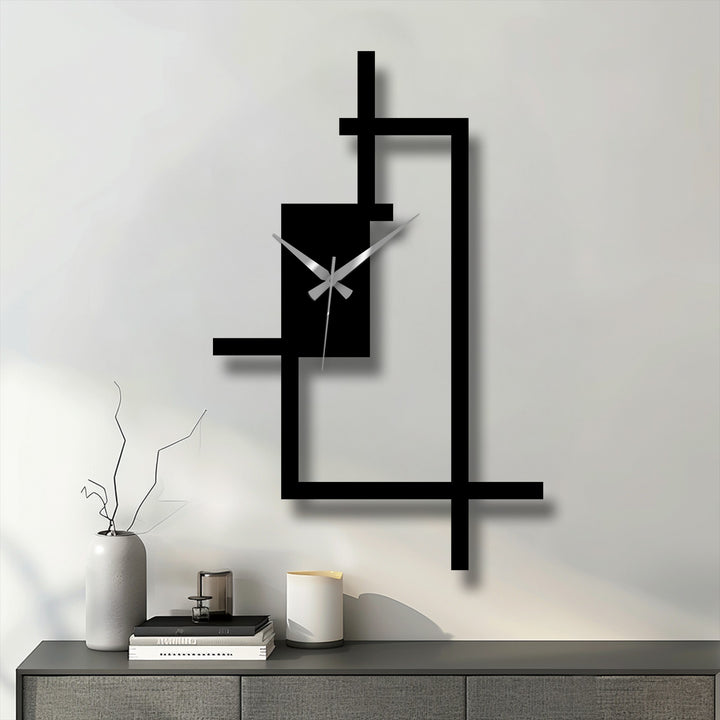 Geometric abstract metal wall clock’s lines create a sense of movement, adding an eye-catching piece of decoration wall art to modern home decoration.