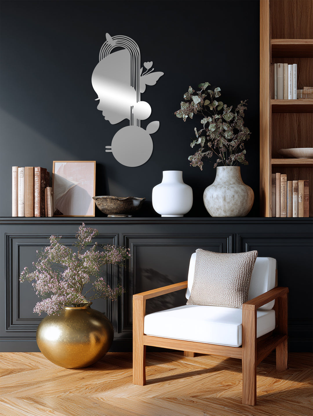 Girl Silhouette Metal Wall Art – Black Butterfly Wall Sculpture