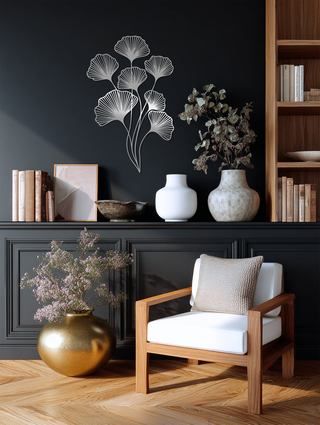 Floral Metal Wall Art – Black Modern Botanical Wall Sculpture