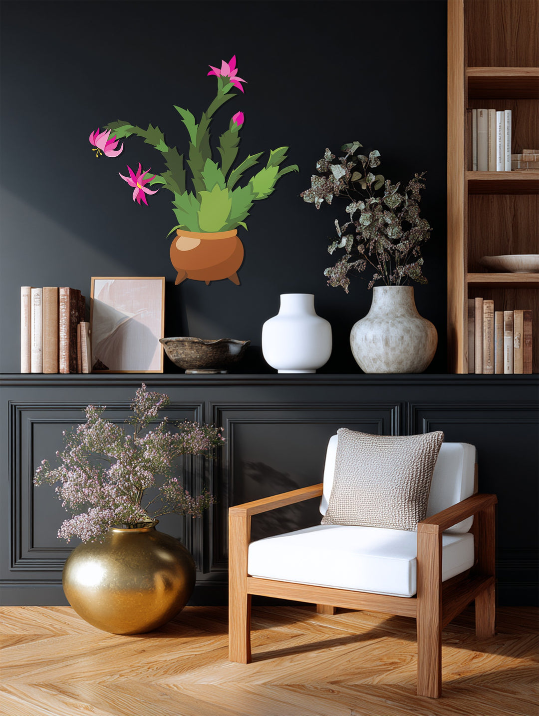 Blooming Pink Cactus Metal Wall Art – Colorful Botanical Modern Wall Decor