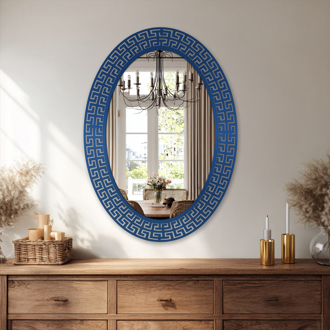 Oval decorative mirror with Greek motif