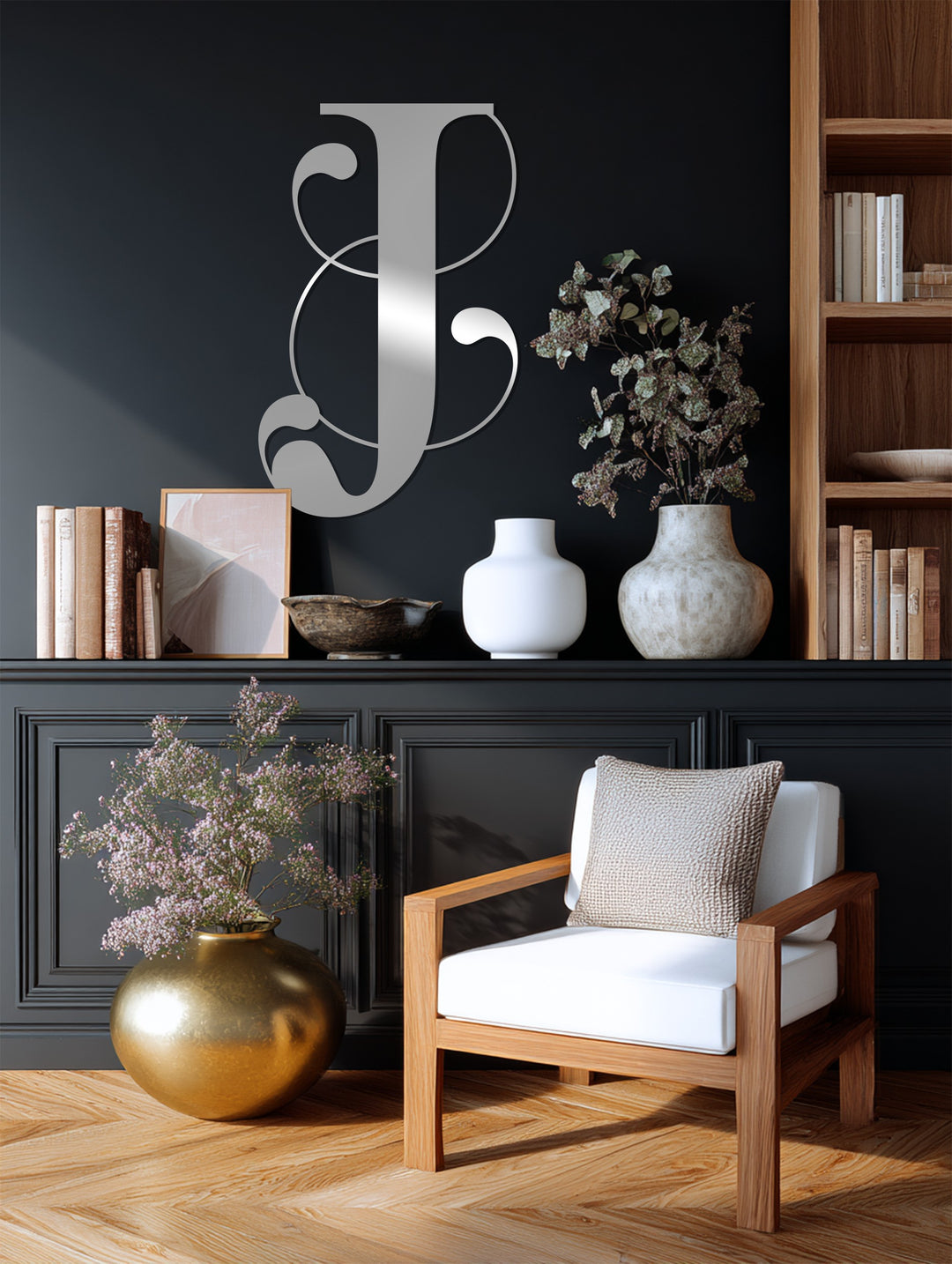 Elegant Initial Letter Metal Wall Art – Monogram Home Decor