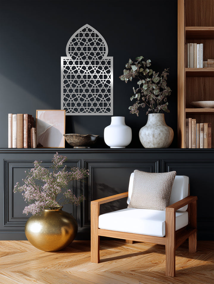 Islamic geometric lattice metal wall art