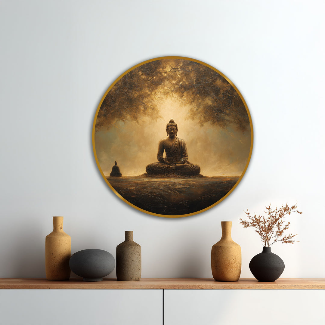 Quietud Dorada – Ronda de Buda Sereno Cuadro al óleo