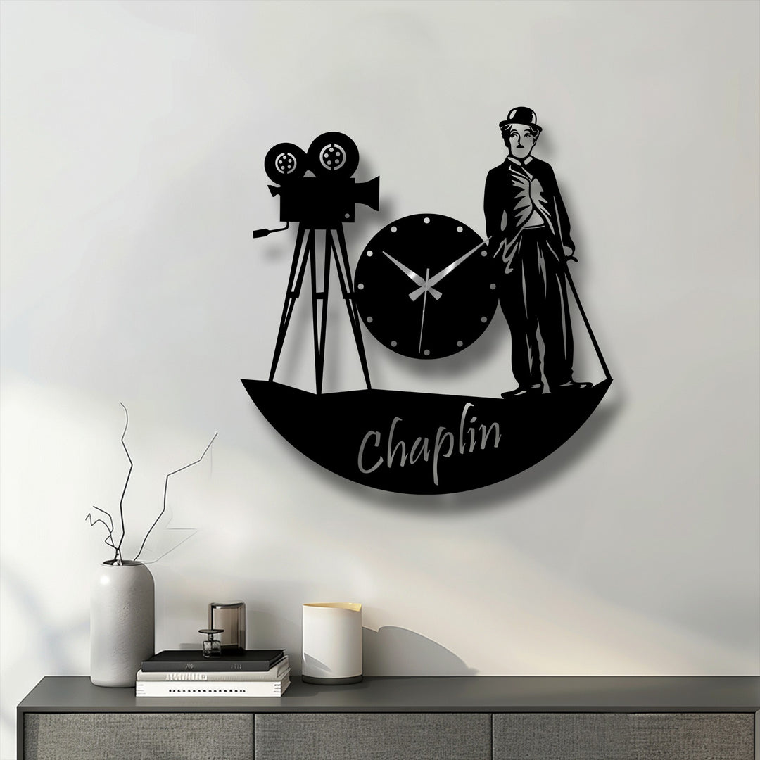 Limited color saturation enhances the vintage cinema character metal wall clock, creating a subtle and elegant piece of metal art for wall.