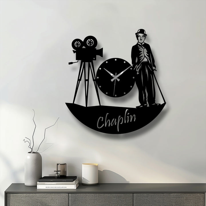 Limited color saturation enhances the vintage cinema character metal wall clock, creating a subtle and elegant piece of metal art for wall.