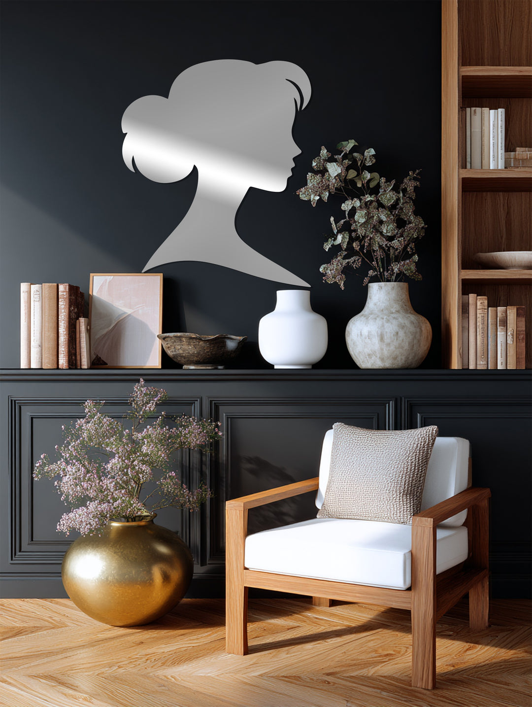 Woman Silhouette Metal Wall Art – Black Modern Wall Sculpture