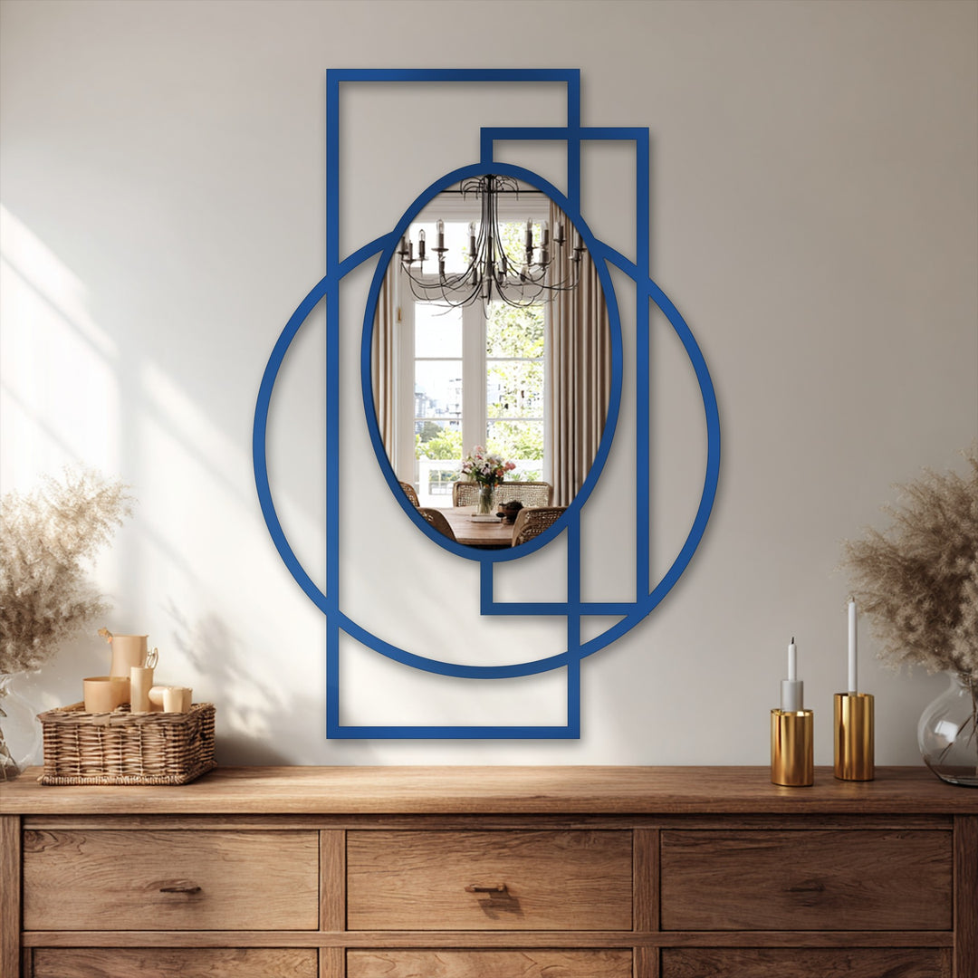 Intersected Rings + Frame Oval Wall Mirror – Modern Geometry Statement