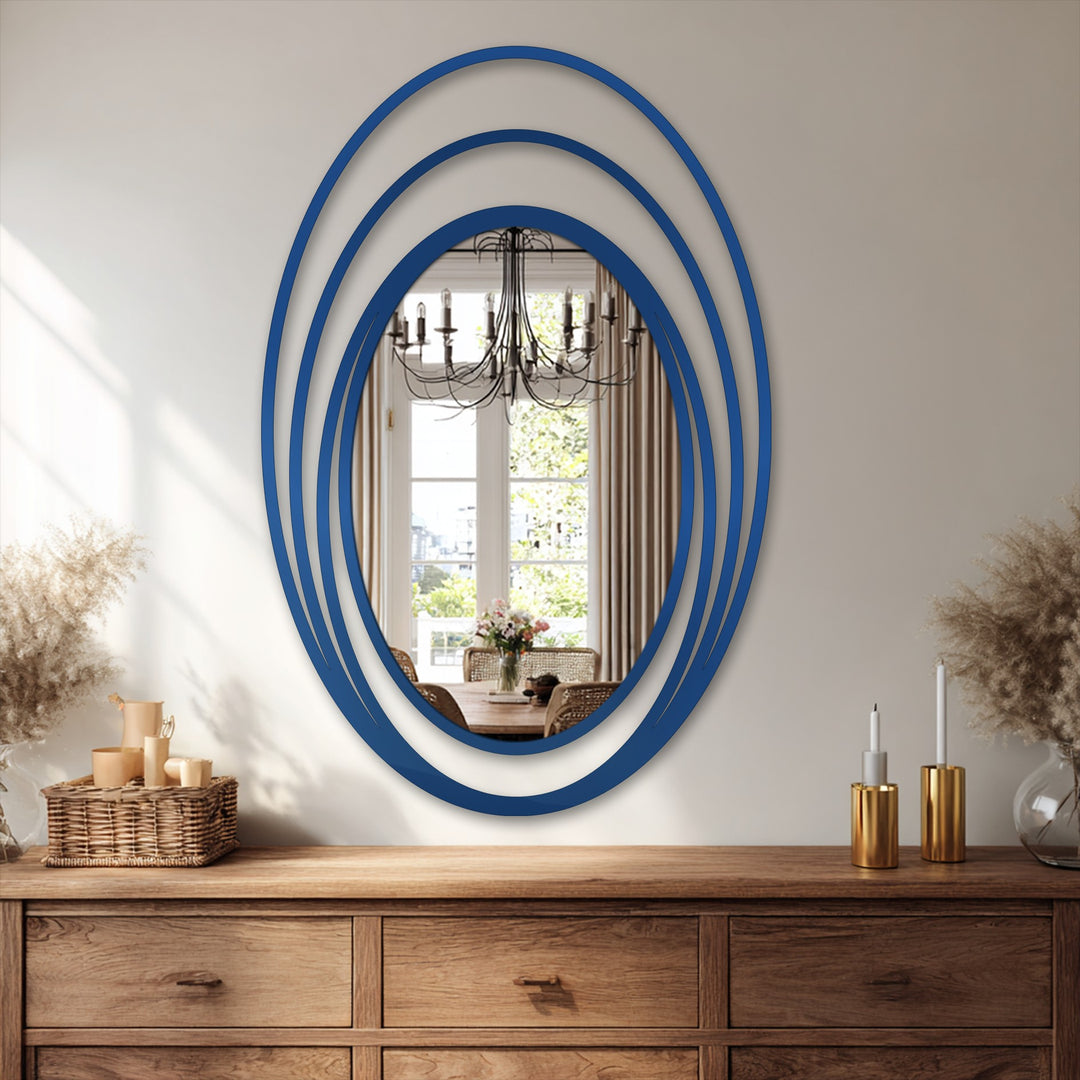 Modern entryway oval mirror wall art