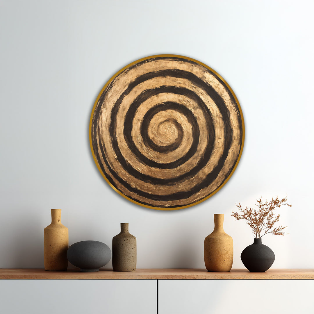 concentric circle wooden artwork