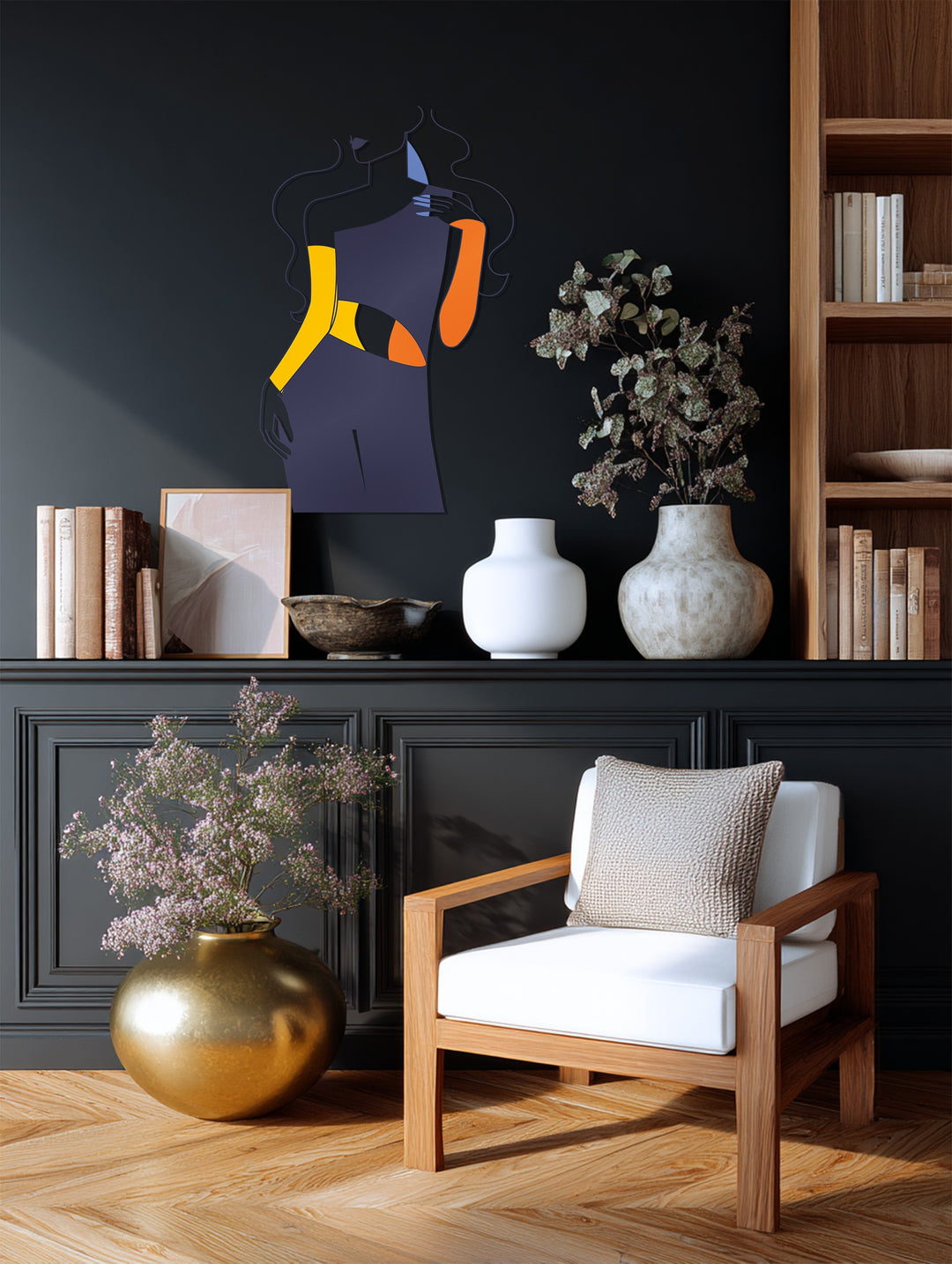 Abstract Fashion Woman Metal Wall Art – Modern Minimal Decor