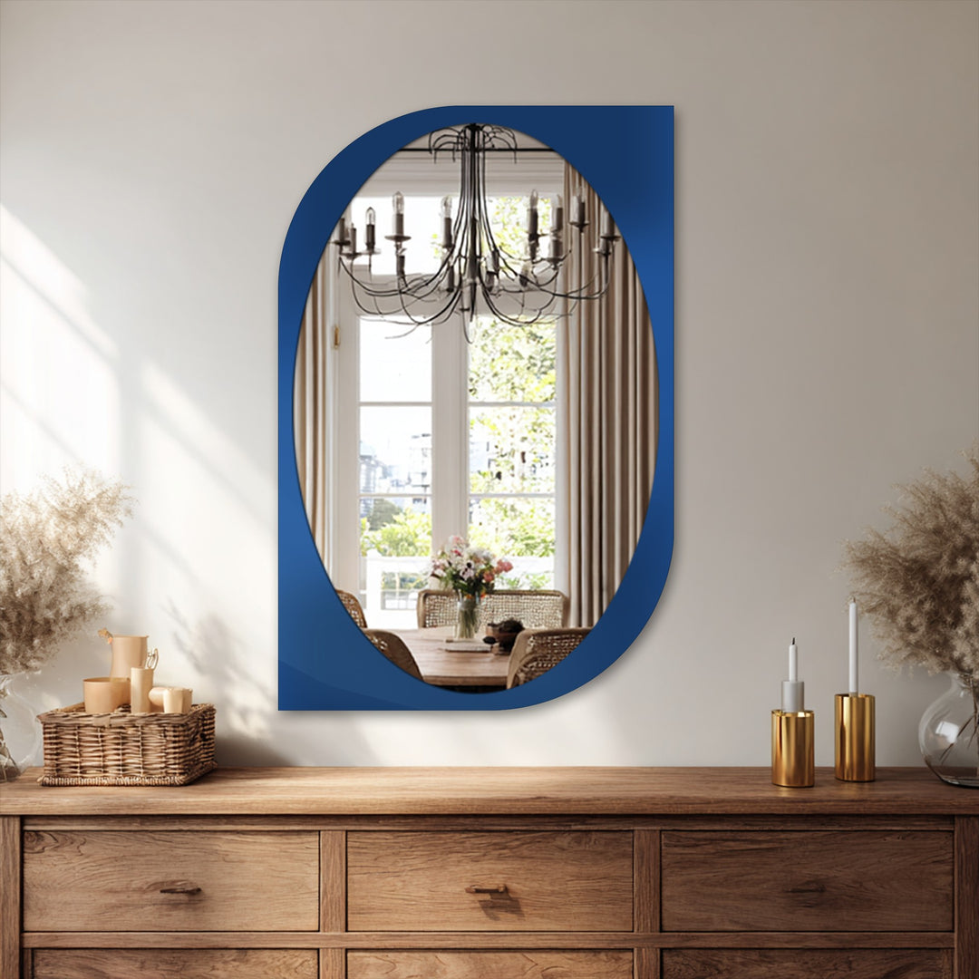 Sculptural oval mirror for home walls