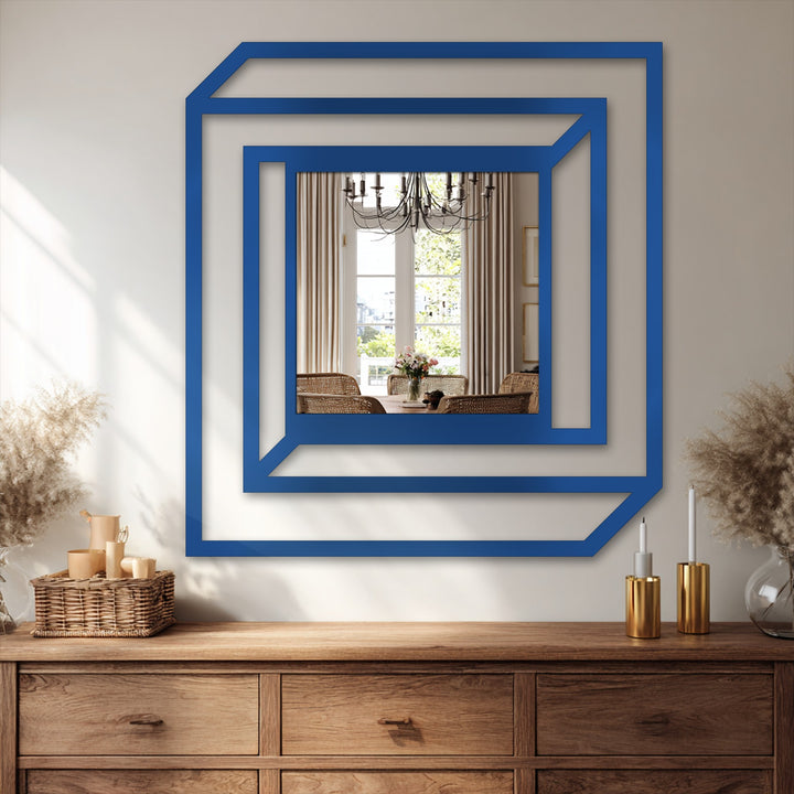 Architectural metal wall mirror design