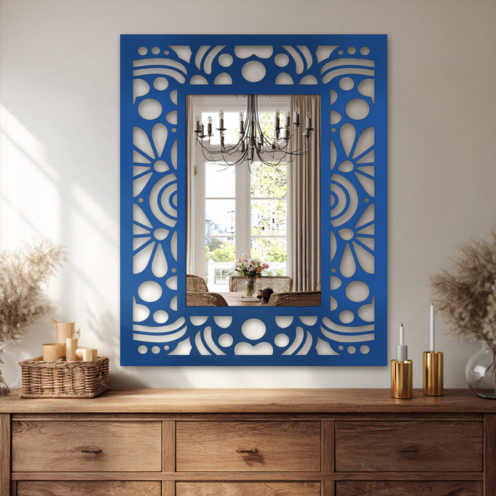 Exuding a refined, vintage charm, this art deco floral pattern frame reflects an inviting mood as a stylish decorative mirror and piece of decoration wall art.