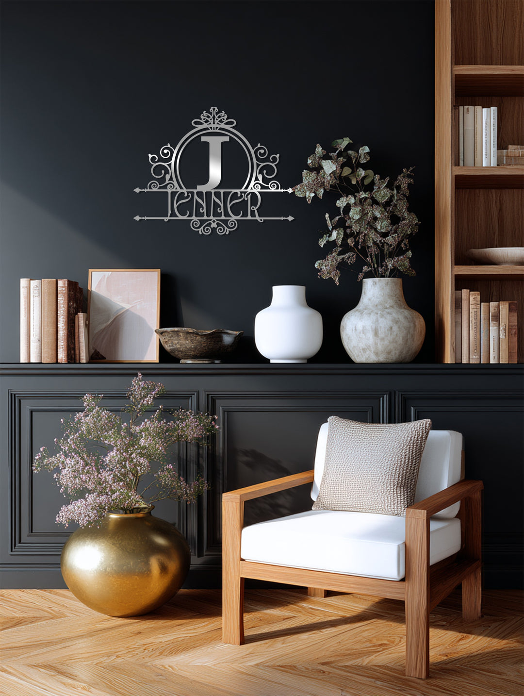 Nixon Family Monogram – Elegant Personalized Metal Wall Art