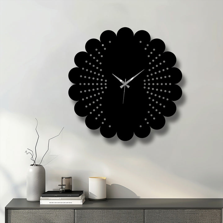 Premium metal ensures lasting quality in this Scalloped Dot Pattern Metal Wall Clock, perfect for elevating your modern home with refined metal wall decor.