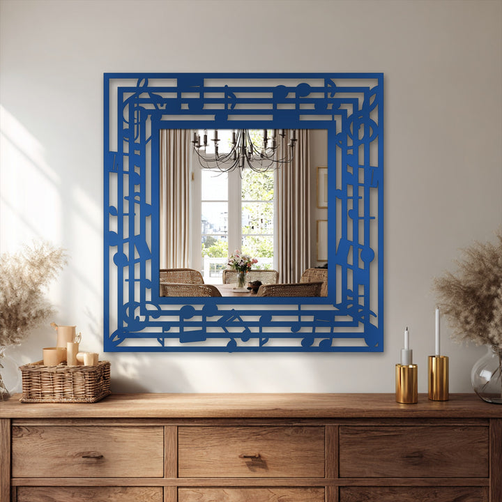 Depicting the central subject, the musical notes frame metal wall mirror offers artistic rhythm with its unique decoration wall art design.