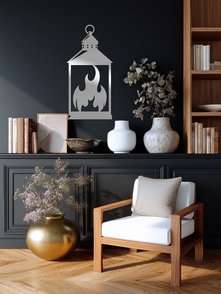 Ramadan flame lantern metal wall art
