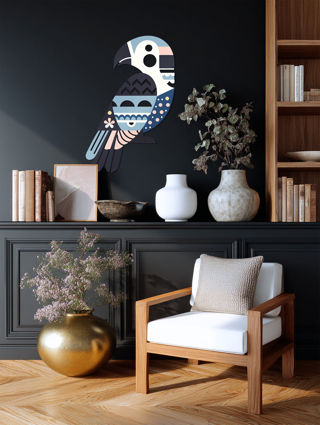 Geometric Parrot Metal Wall Art – Modern Bird-Inspired Home Decor