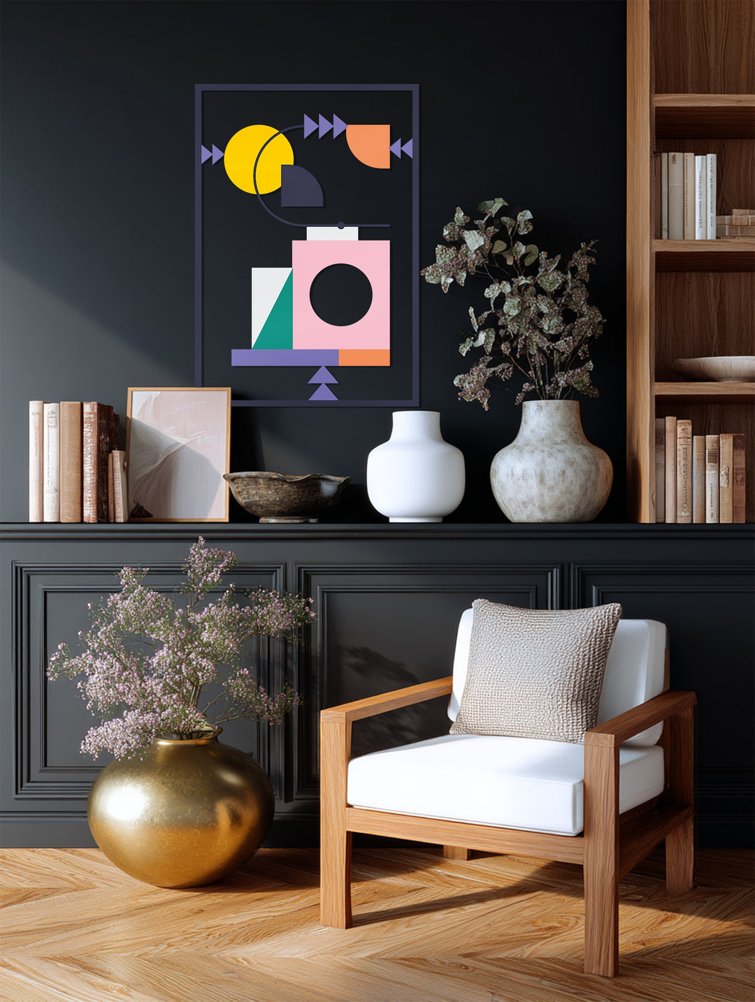 Geometric Harmony Metal Wall Art – Modern Abstract Shape Design