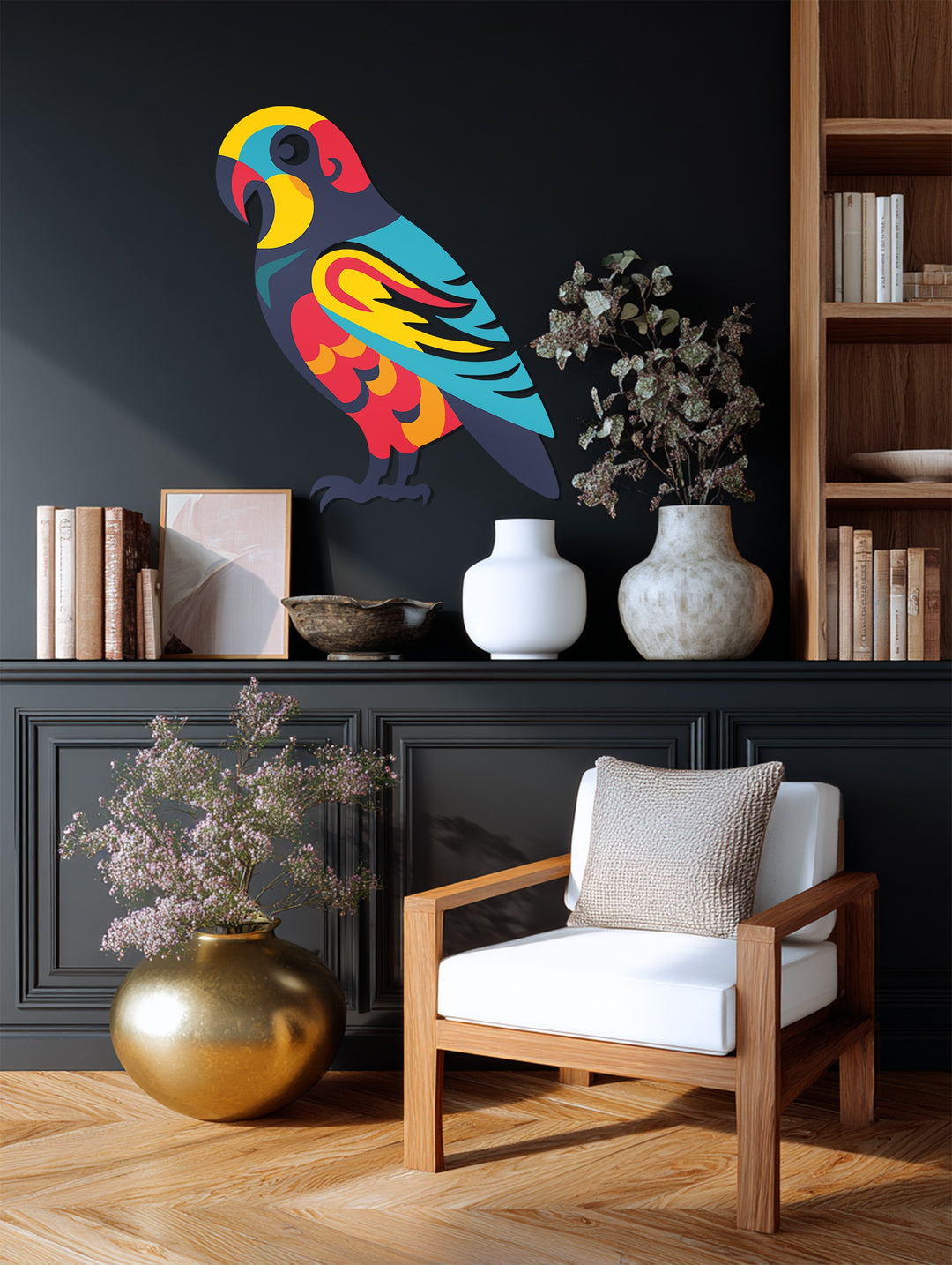 Vibrant Parrot Metal Wall Art – Colorful Tropical Bird Home Decor