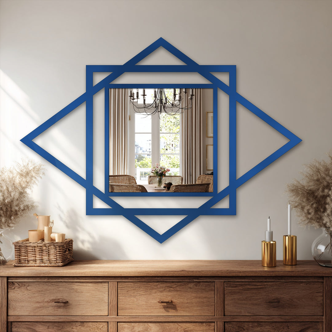 Showcasing the abstract quality of this Diamond Harmony, the geometric framed wall mirror features a unique layered design that evokes the spirit of modern framed wall mirror aesthetics.
