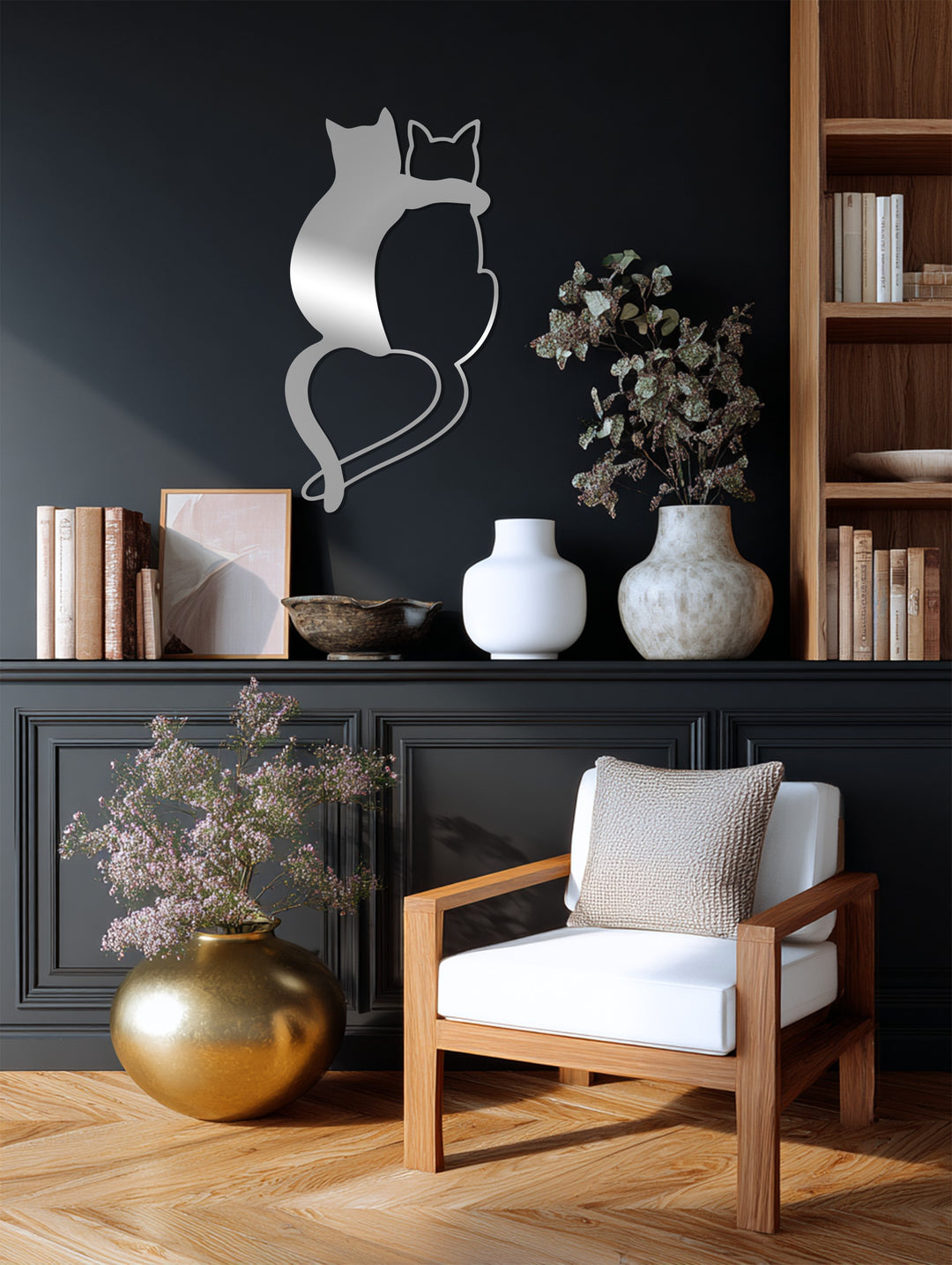 Loving Cats Silhouette – Minimalist Metal Wall Art