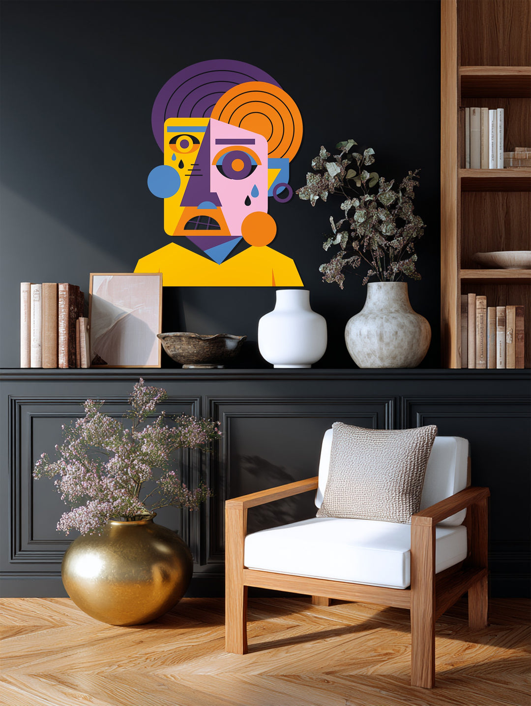 Colorful Abstract Face Metal Wall Art – Cubist Home Decor
