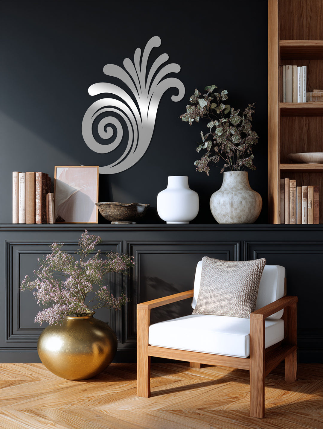 Spiral Wave Metal Wall Art – Black Modern Wall Sculpture