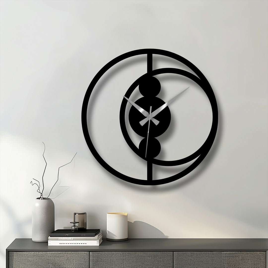The swirling circular design of this abstract metal wall clock suggests a sense of continuous motion, making it a captivating decoration wall art piece.