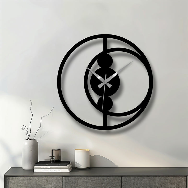 The swirling circular design of this abstract metal wall clock suggests a sense of continuous motion, making it a captivating decoration wall art piece.