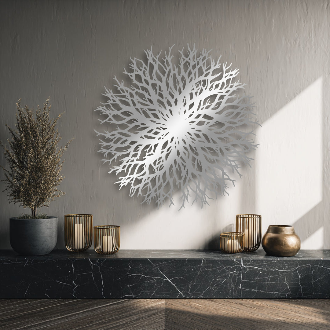 Abstract Branch Burst Metal Wall Art – Organic Radial Design Decor