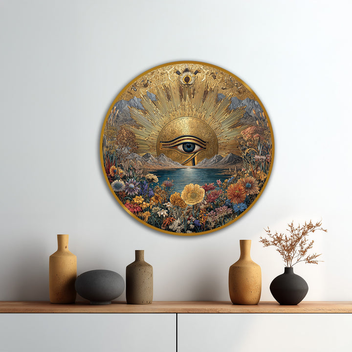 floral foreground circular wall art