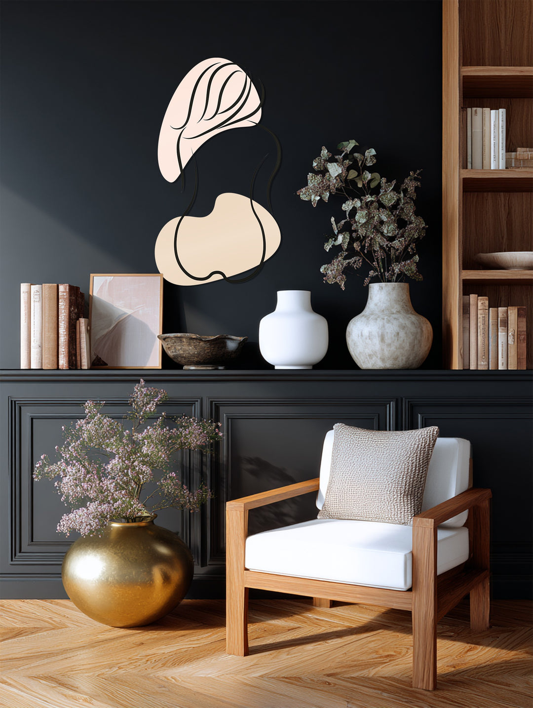 Minimalist Female Silhouette Metal Wall Art – Elegant Line Art Home Decor