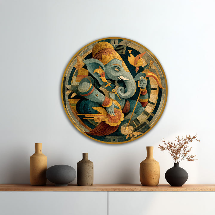 circular Ganesha mythological artwork