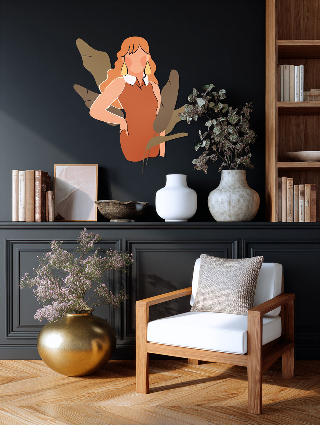 Modern Boho Woman Metal Wall Art – Contemporary Feminine Decor