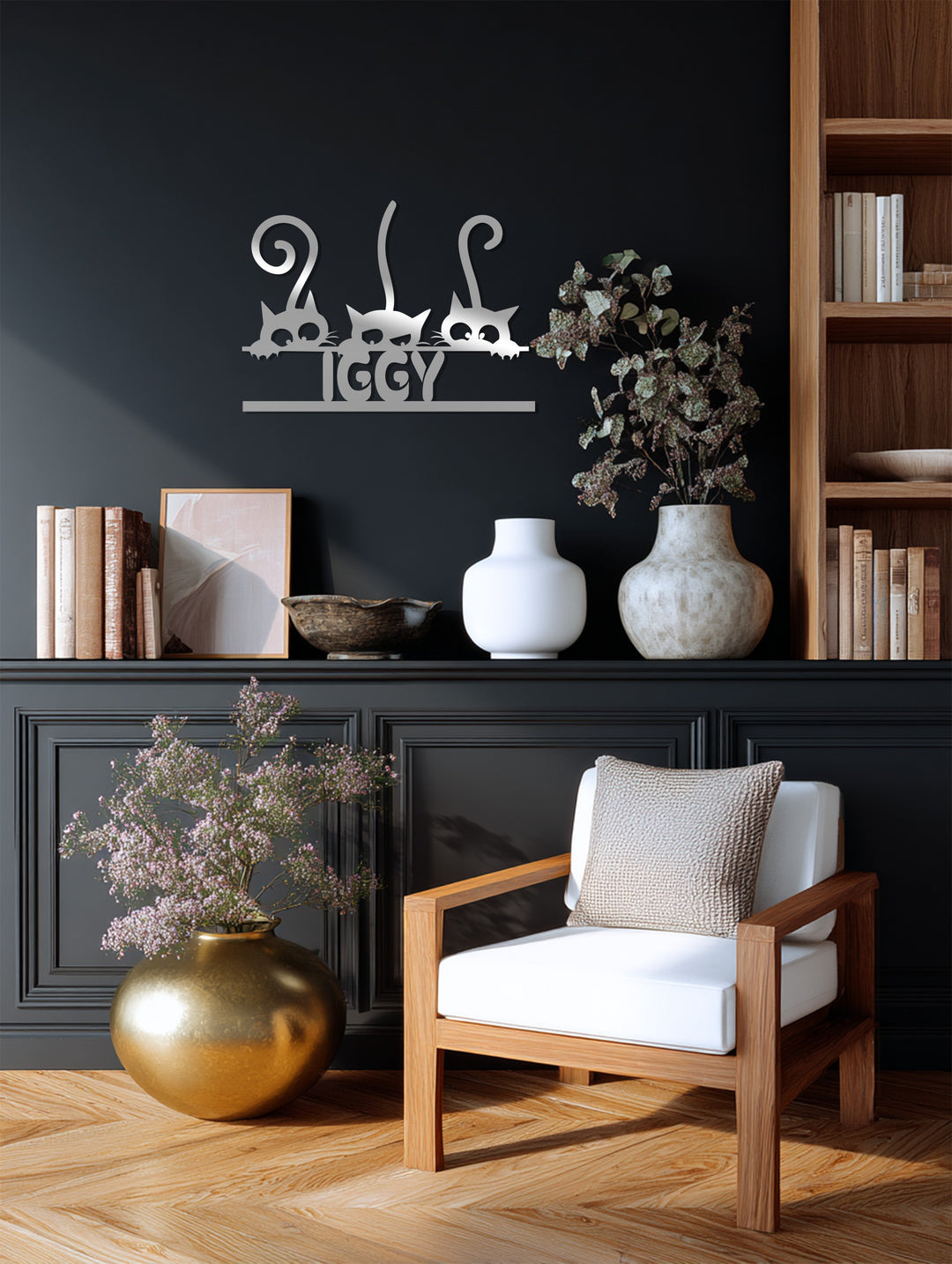 Hugo Cat Trio Metal Wall Art – Personalized Pet Lover Home Decor