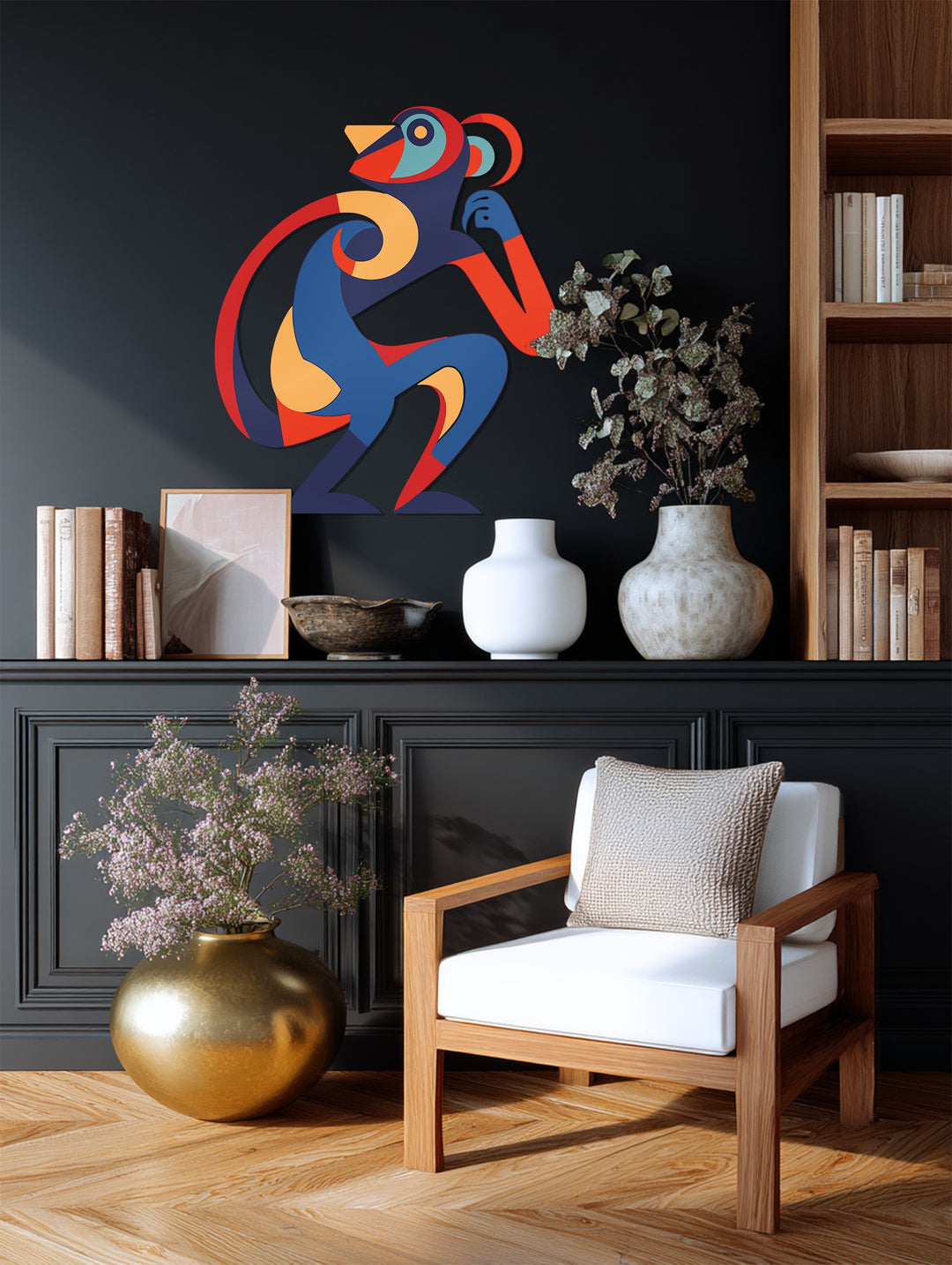 Playful Abstract Monkey Metal Wall Art – Colorful Modern Animal Decor