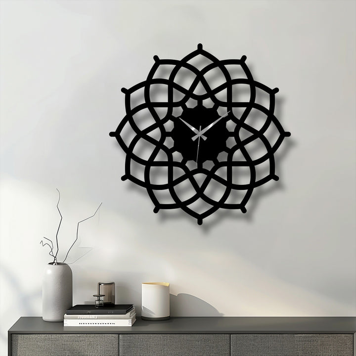 Crafted with precision, the unique metal wall art of the geometric mandala metal wall clock ensures a symmetrical, durable, and eye-catching decor piece.