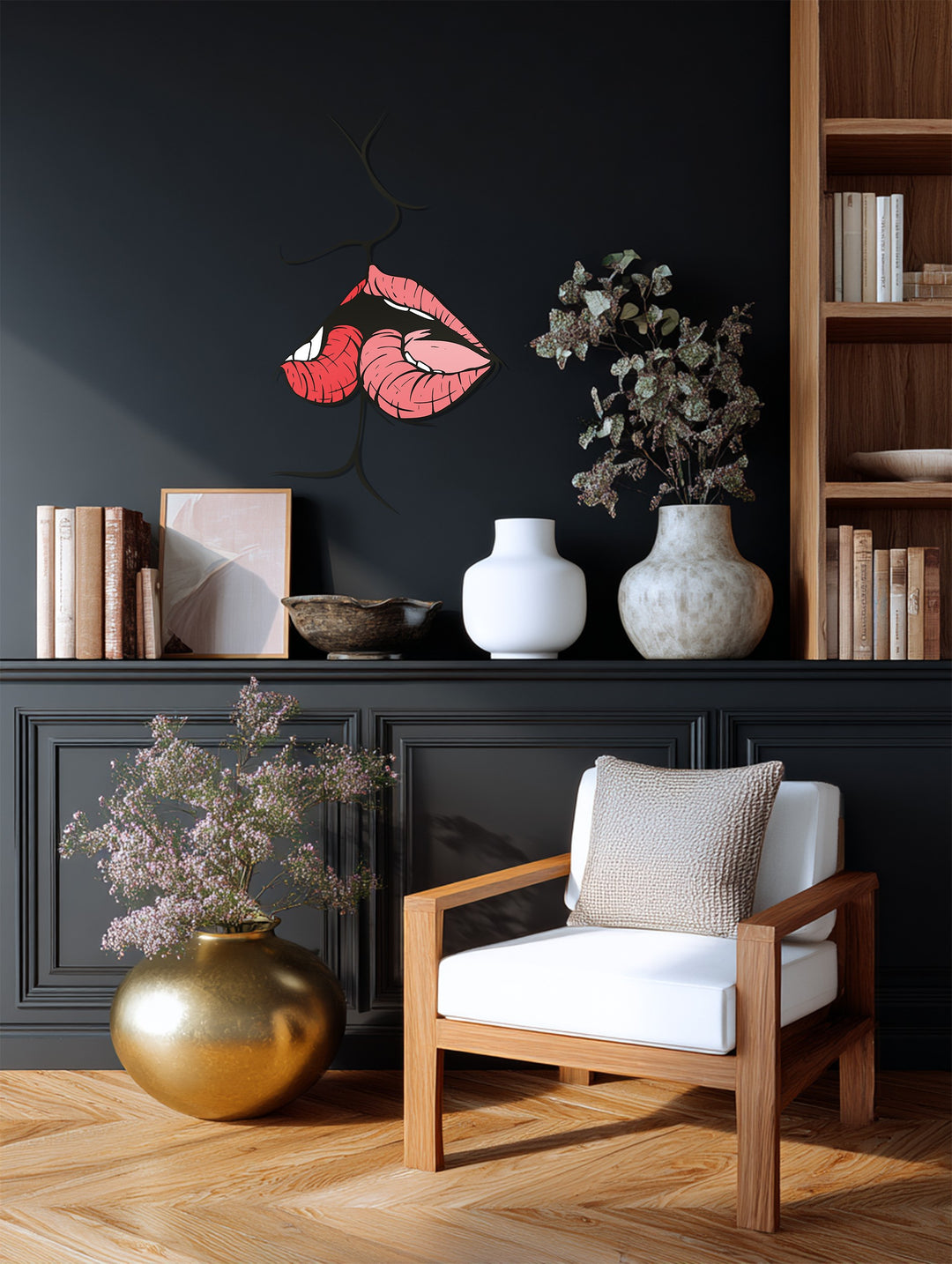 Lips Kiss Metal Wall Art – Sensual Modern Romantic Home Decor