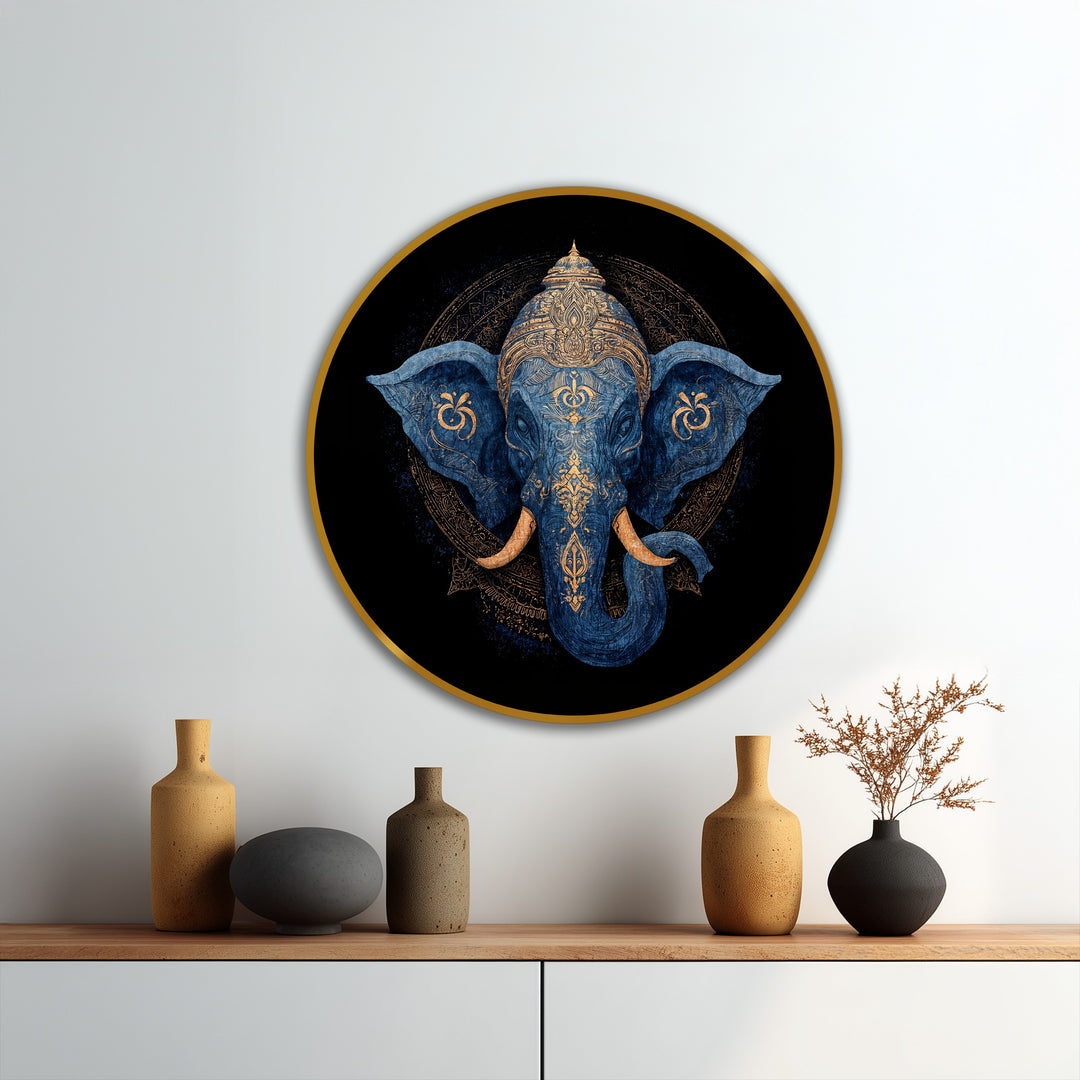 Majestad Divina Índigo – Ronda de Elefante Sagrado Cuadro al óleo