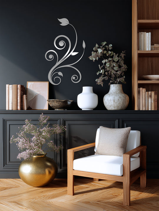 Modern floral metal wall sculpture