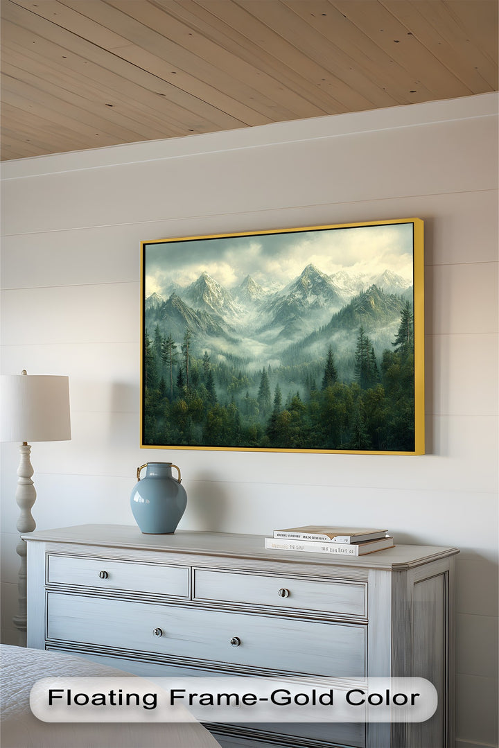Misty Mountain Forest - Framed Oil Paintings