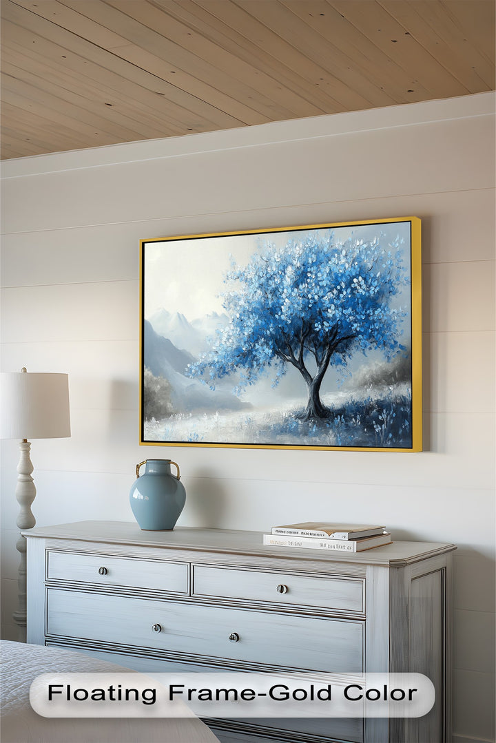 Blauer Baum – Landschaftsölgemälde