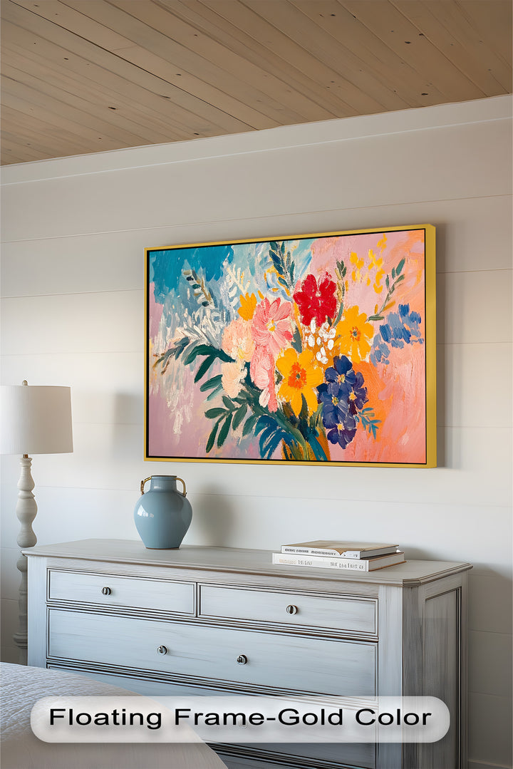 Boho Garden Radiance – Modernes Ölgemälde