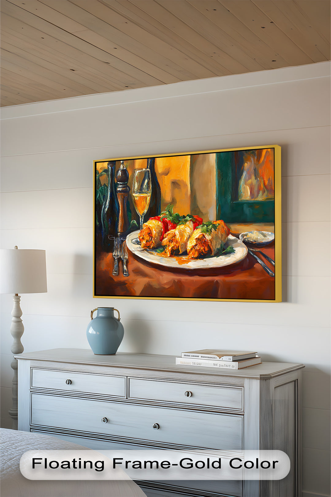 Gefüllte Paprika und Wein – Gourmet-Essszene Food Painting