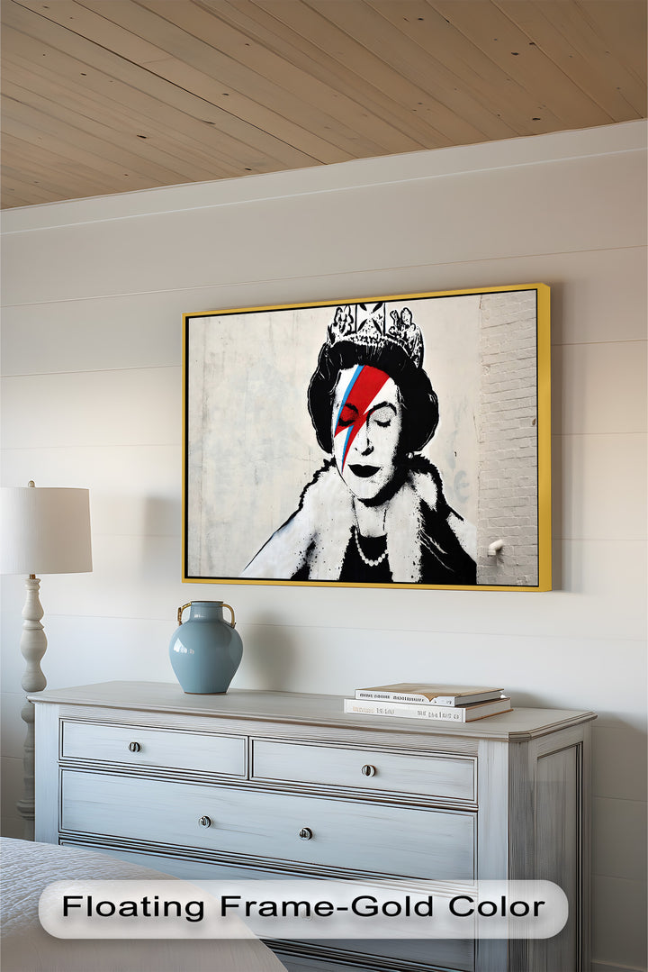 Royal Rebellion – Queen with Bowie Bolt Banksy Oil Painting