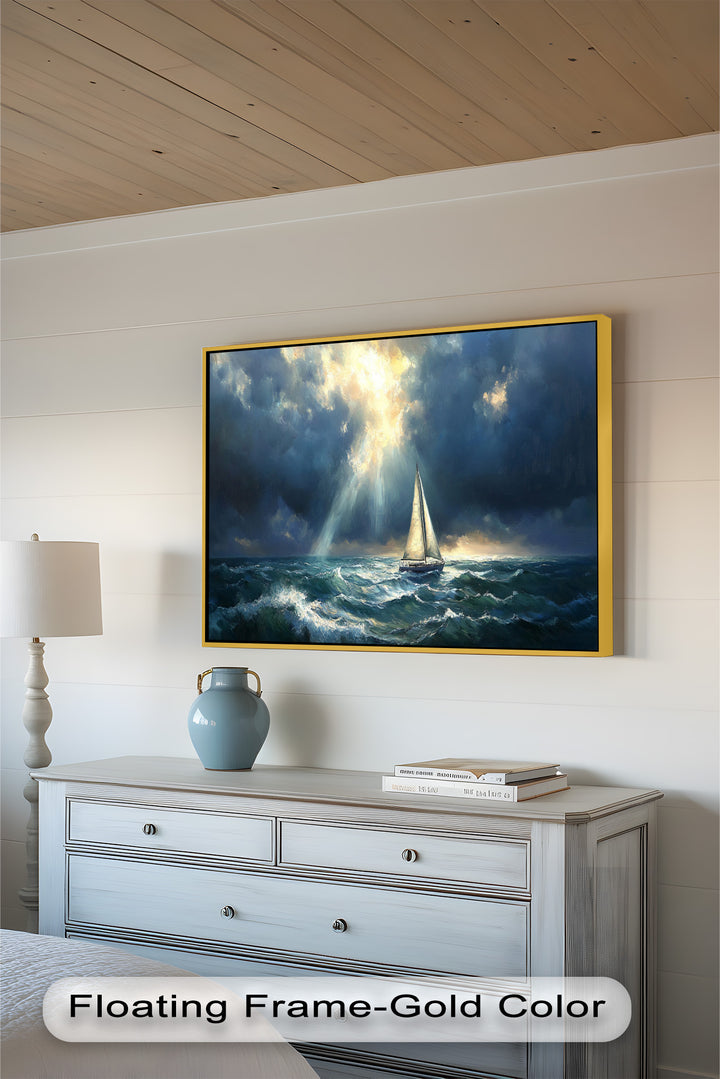 Stormy Horizon – Boat Oil Painting